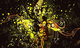 black, brown and yellow abstract painting