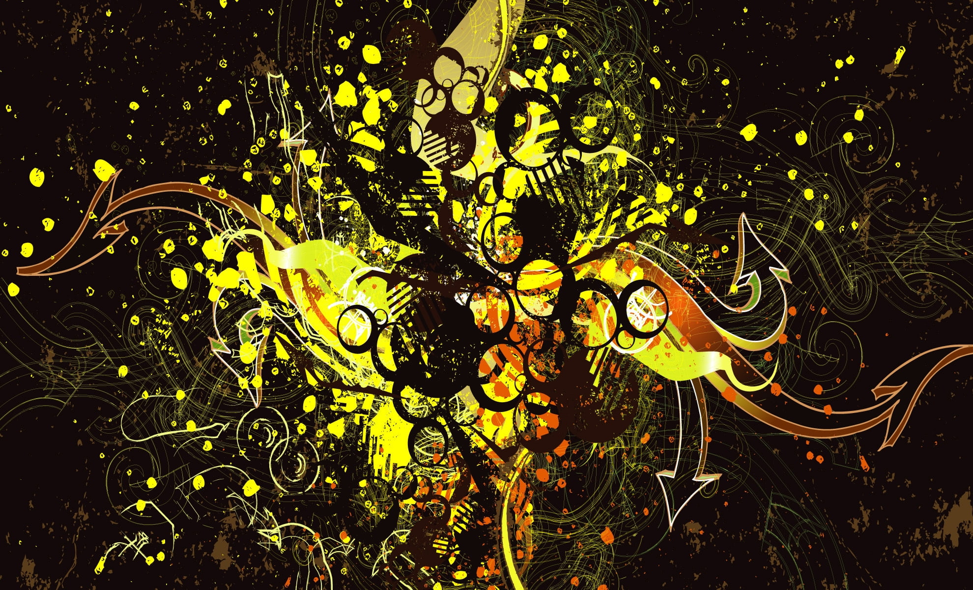black, brown and yellow abstract painting