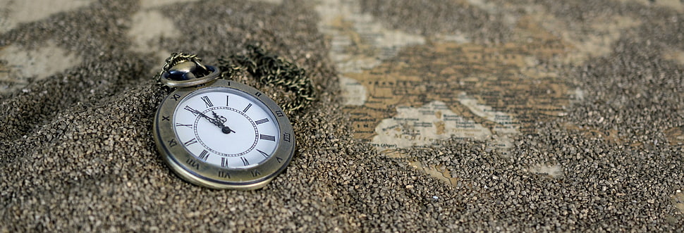 round pocket watch at 11:50 HD wallpaper