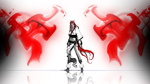 red haired female anime illustration, artwork