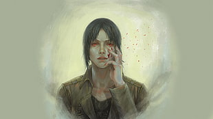 male animated character with blood on face digital wallpaper, Shingeki no Kyojin, Ymir