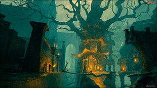 brown leafless tree graphic, Magic: The Gathering, magic, Gruul, bridge HD wallpaper