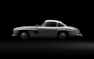 classic silver Mercedes-Benz coupe, car, Mercedes-Benz