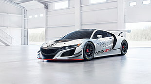 white Acura NSX GT3 coupe, car, Acura NSX GT3 HD wallpaper