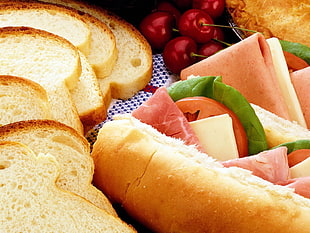 bun with cheese and ham