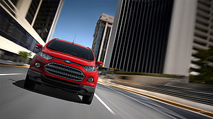 red Ford Ecosport SUV, Ford EcoSport, Ford, red cars, vehicle HD wallpaper