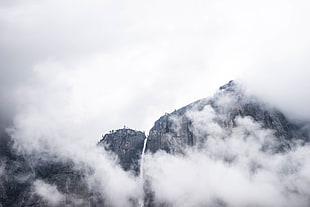 mountains covered by fog, clouds, mountains