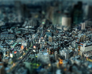 tilt shift photography of city model scale HD wallpaper