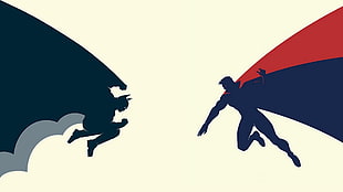 silhouette of Batman and Superman illustration