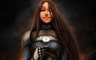 brown haired female illustration