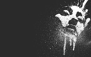 black and white abstract painting, drawing, monochrome, face, paint splatter HD wallpaper