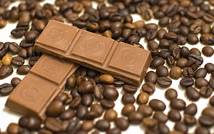 coffee beans and chocolate bar