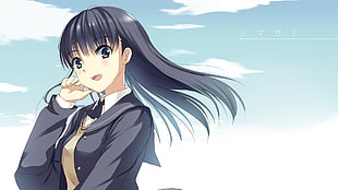 black haired female anime character illustration HD wallpaper