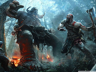 God of War digital wallpaper, God of War, forest, Kratos, God of War (2018)