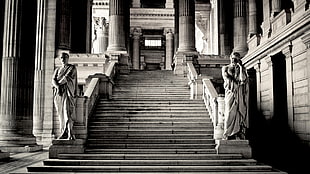 grey staircase, building, architecture, statue, Brussels
