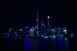 landscape photo of cityscape, city, lights, night, China