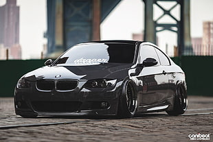 black BMW coupe, car, BMW