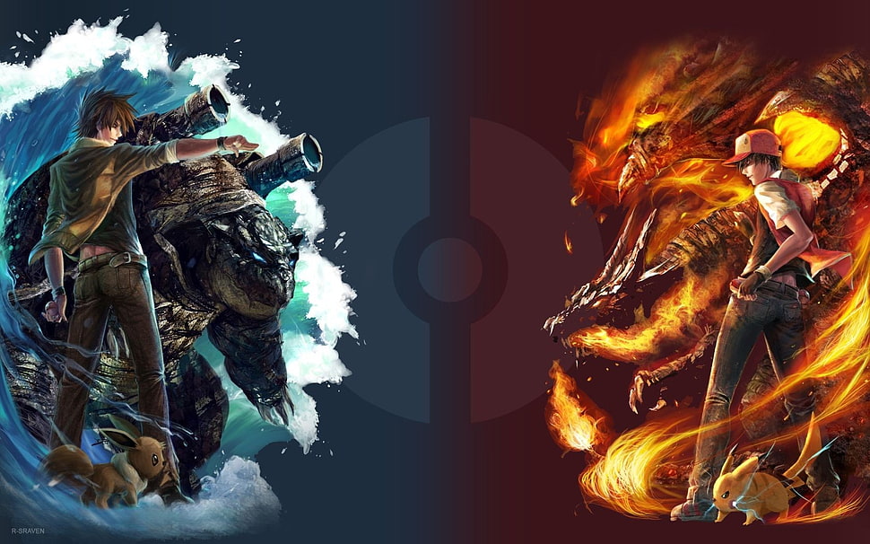 Blastoise and Charizard HD wallpaper