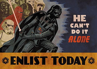 Star Wars Dart Vader poster, Star Wars, propaganda, Darth Vader, humor