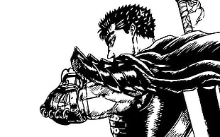 man in armor drawing, Kentaro Miura, Berserk, Guts