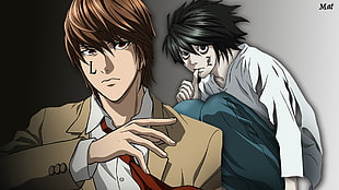 anime character illustration, Death Note, Yagami Light, Lawliet L, anime