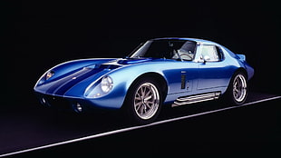 blue and white convertible coupe, car, Shelby, Shelby Daytona, blue cars