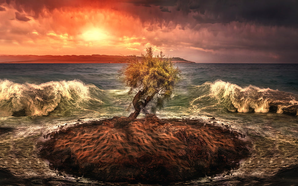 hole formation through water painting, nature, landscape, sea, waves HD wallpaper