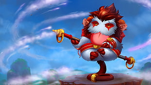 red and white monkey animated character, League of Legends, Poro, Wukong