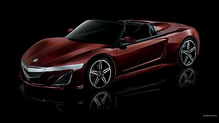 red and black convertible coupe, acura, Acura NSX, car