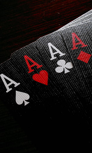 Ace of Spade, Heart, Clubs and Diamond playing cards photography