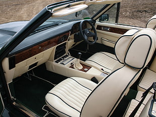 white and brown vehicle interior