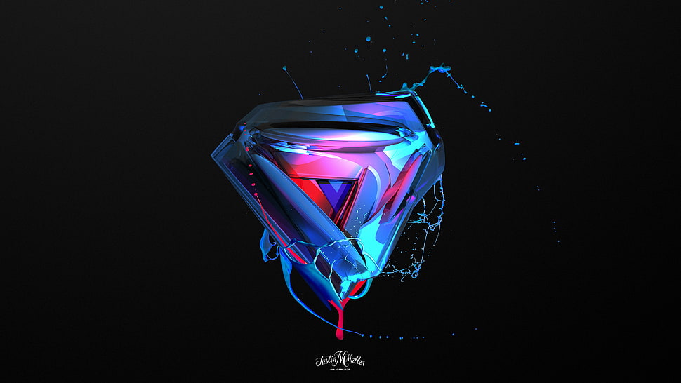 diamond-shaped blue illustration HD wallpaper