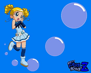 anime girl in blue costume