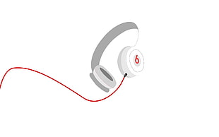 white Beats by Dr. Dre headphones illustration, Beats, headphones, minimalism