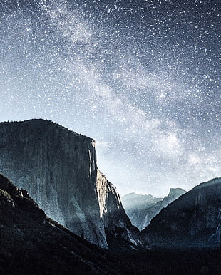 mountains wallpaper, Tanner Wendell Stewart, Yosemite National Park, Milky Way, sky