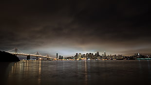 cityscape picture Brooklyn Bridge during night time, san francisco HD wallpaper