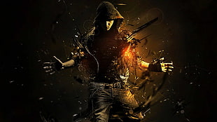 man in black sleeveless hood graphics HD wallpaper