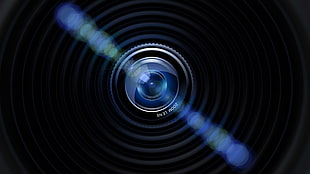 round black DSLR camera lens, camera, lens, blue, black