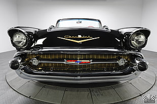 black Chevrolet car, 1957 Chevrolet, car, old car, black cars HD wallpaper