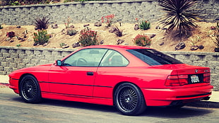 red coupe, BMW, car, serie 8, red cars