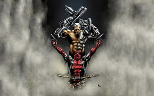 Deadpool and punisher digital wallpaper