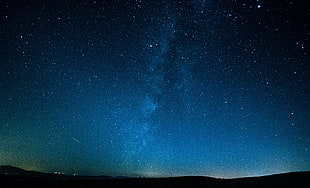 black and blue laptop computer, nature, landscape, stars, night
