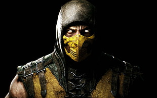 Mortal Kombat Scorpion, Scorpion (character), Mortal Kombat, yellow, leather armor