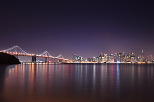 Oakland Bay Bridge, San Francisco, California, city, lights, urban, bridge