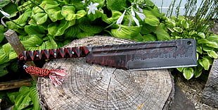 black and red weapon, cleavers, knife