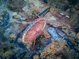 aerial view of amusement park HD wallpaper