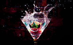 time lapse photography of filled clear martini glass