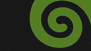 green and black wallpaper, minimalism, spiral, openSUSE