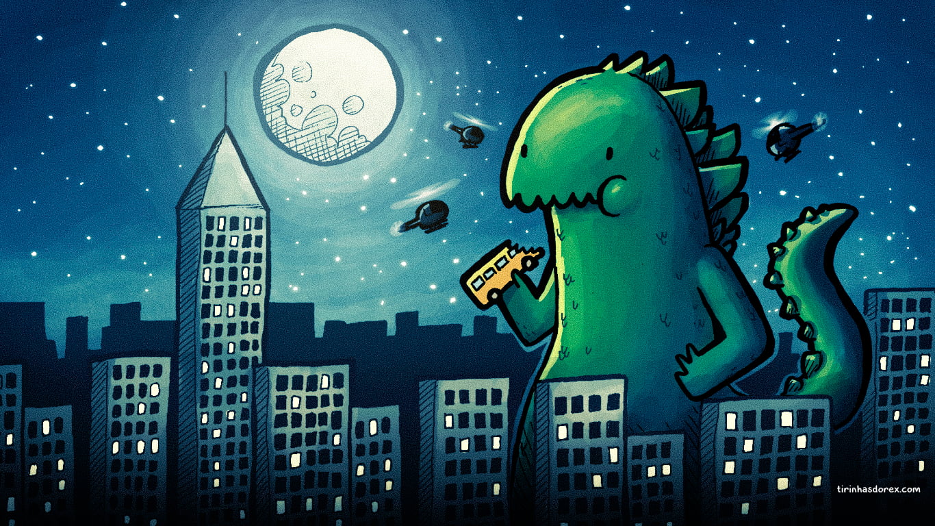 Godzilla animated illustration, cartoon, drawing, Godzilla