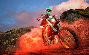 person riding motocross dirt bike poster HD wallpaper